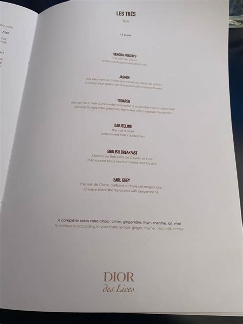 dior des lices menu.